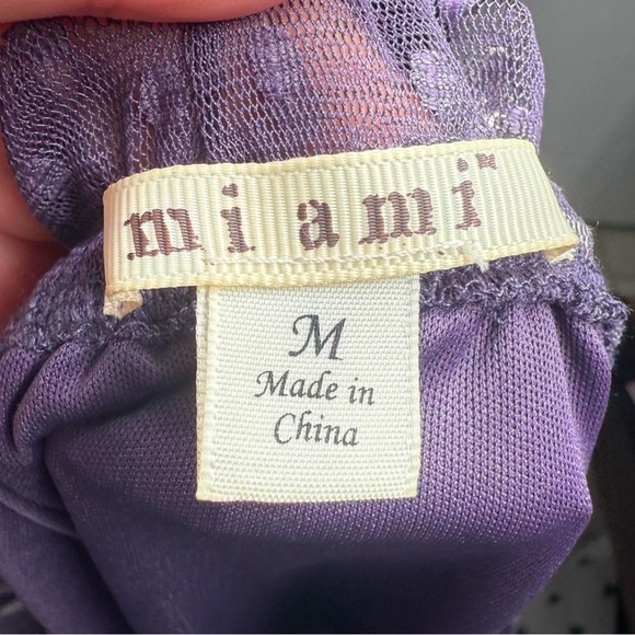 Miami floral polka dot mesh dress purple white off shoulder size M Y2K Coquette - Picture 5 of 5